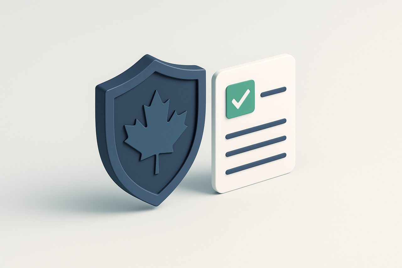 CPCSC certification for Canadian defence contractors, defence shield with maple leaf, SecuritComply