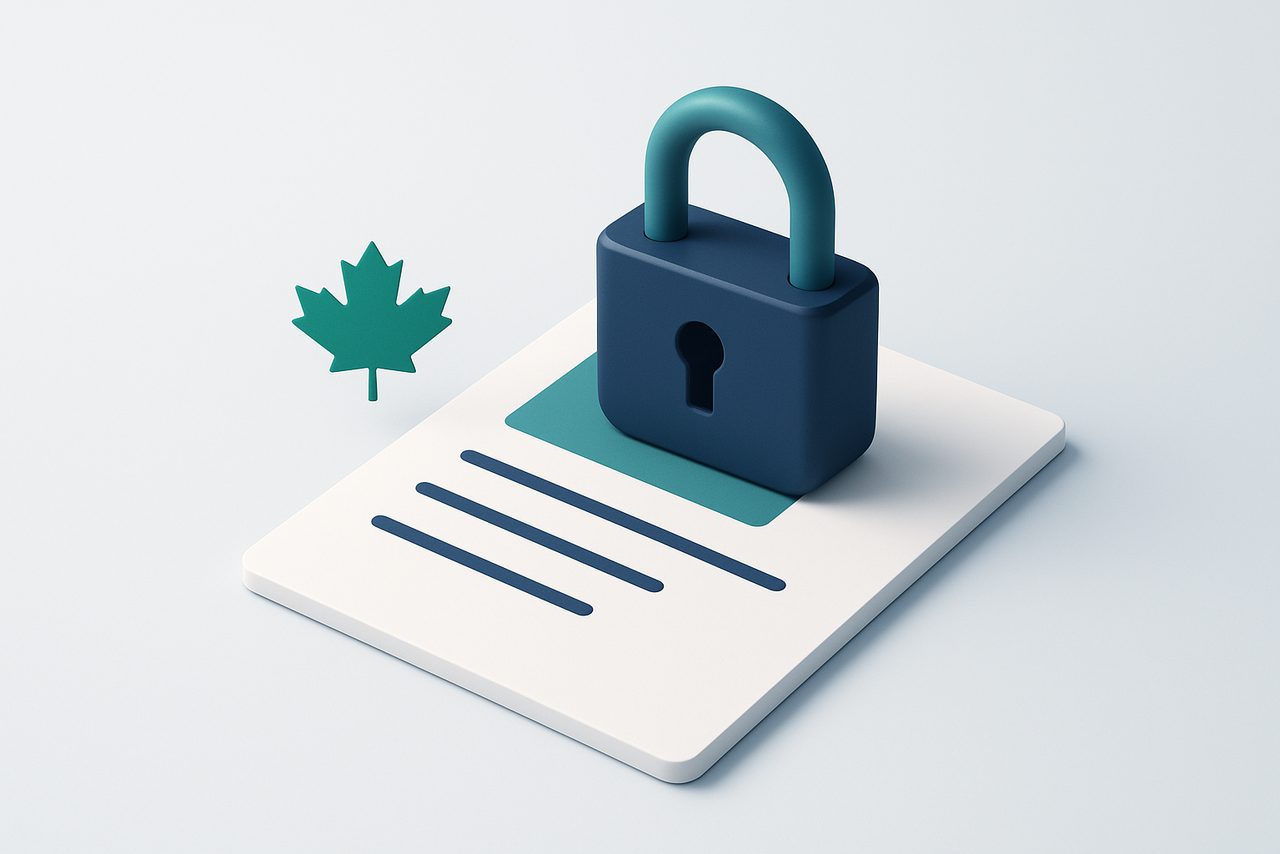 PIPEDA privacy compliance for Canadian businesses, padlock and maple leaf, SecuritComply